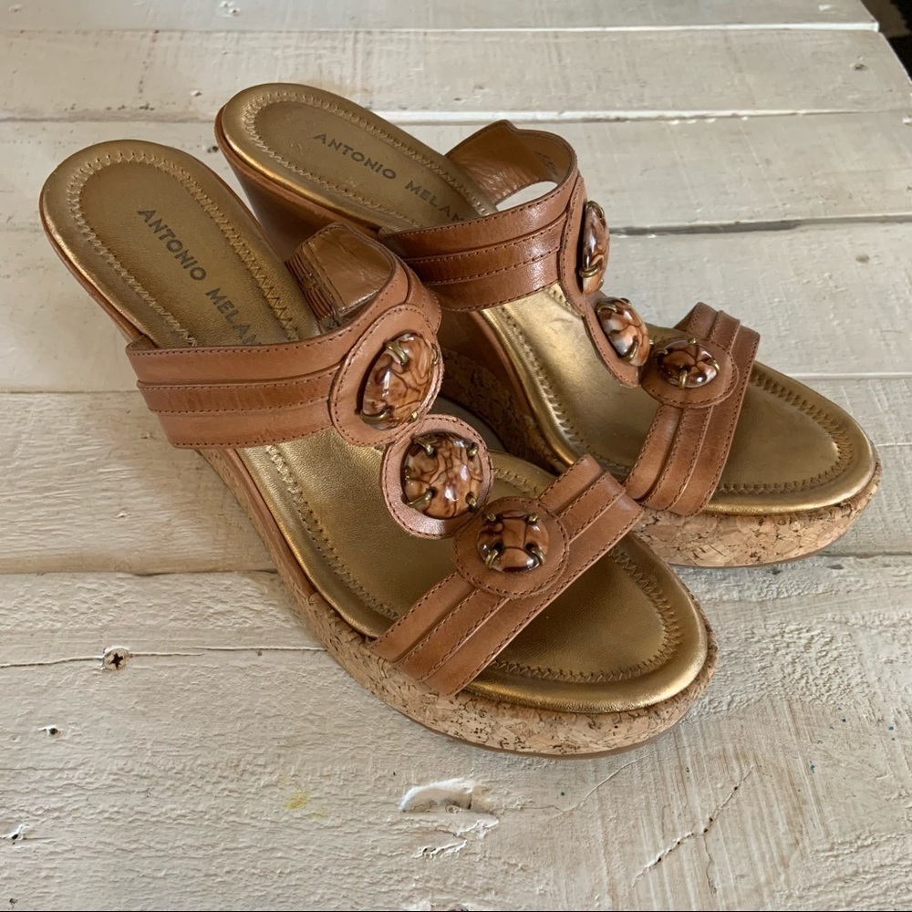 Antonio Melani Jisele Natural Stone Camel Wedges